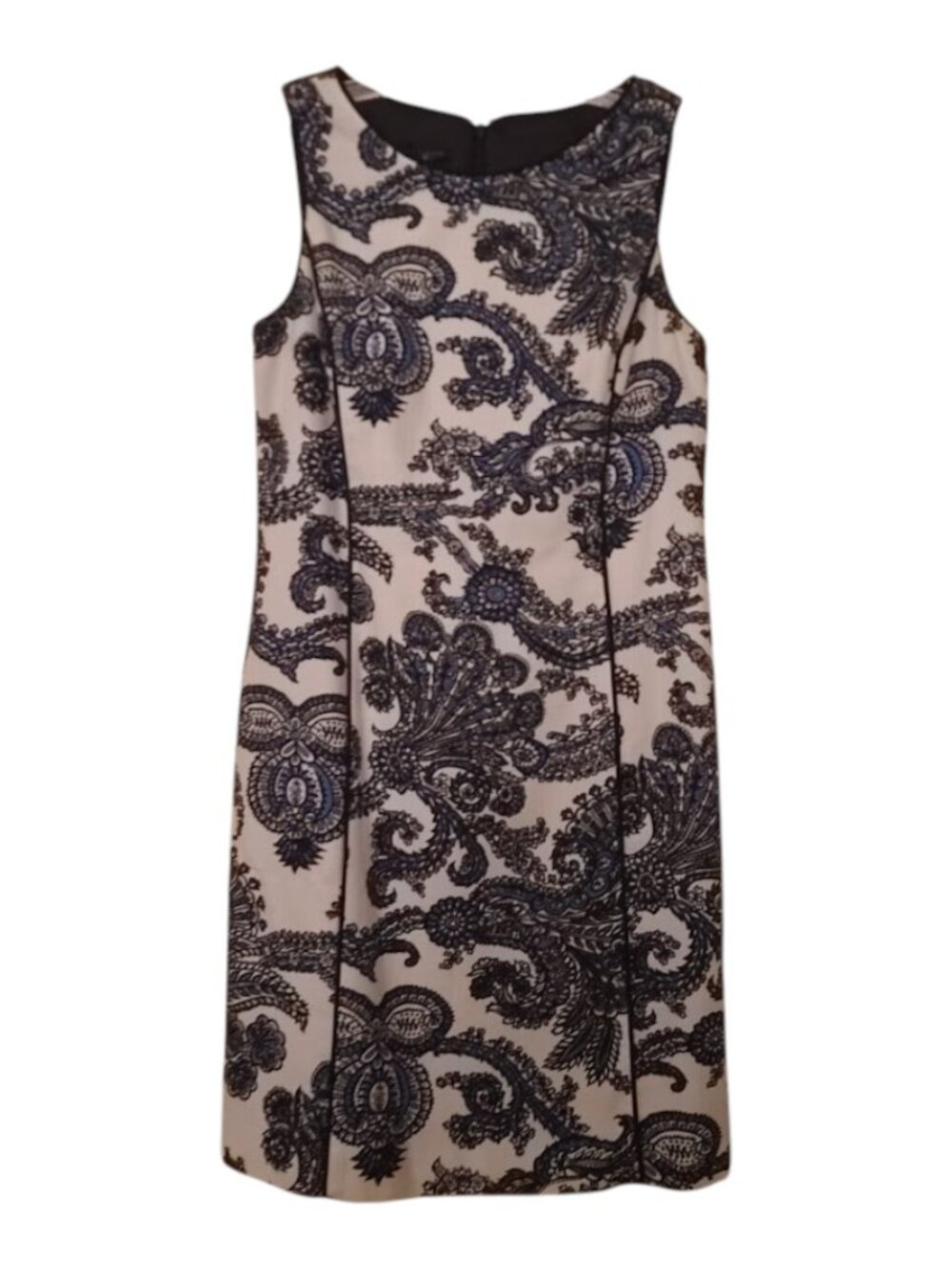Talbots Size 12 Black, White with Blue Accents Summer Dress